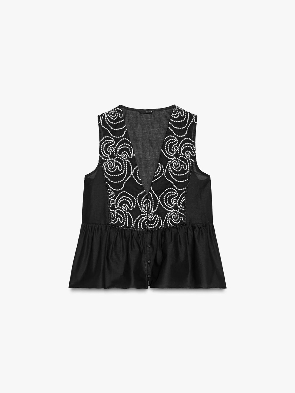 Zara Black Sleeveless Beaded  Blouse